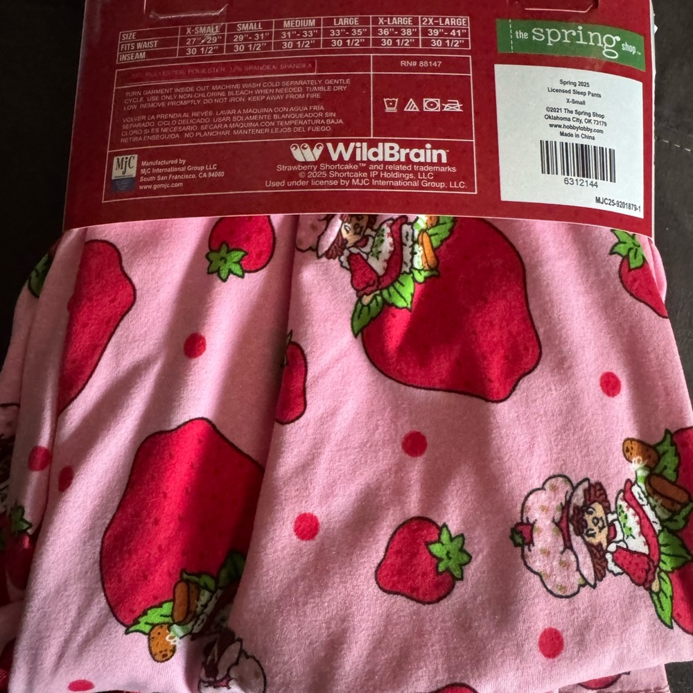 Strawberry Shortcake Pink Strawberry Character Pajama Pants Sleep New XS - Picture 2 of 4